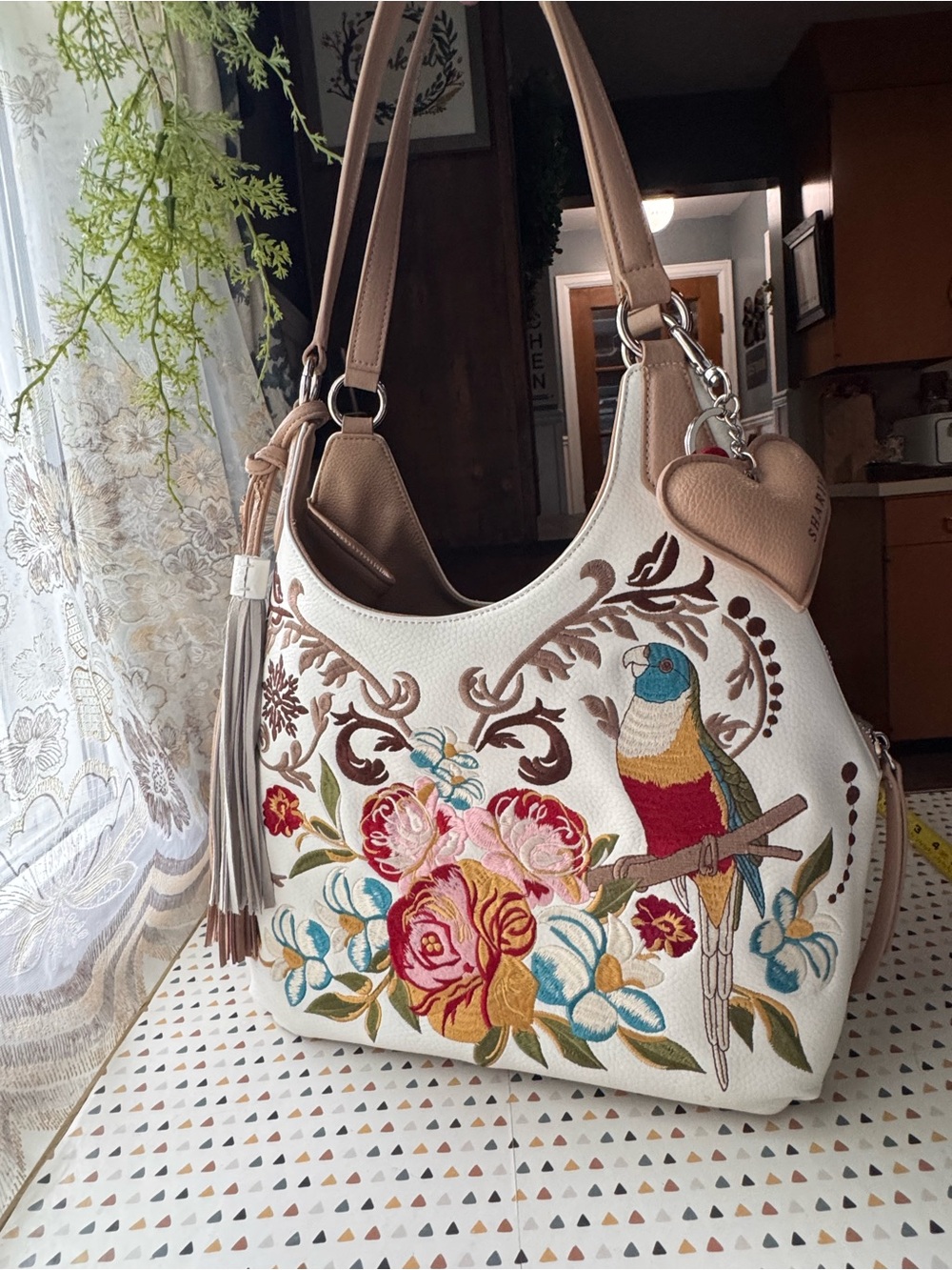 Alviero Martini Two-Tone Beige and White Leather Tote